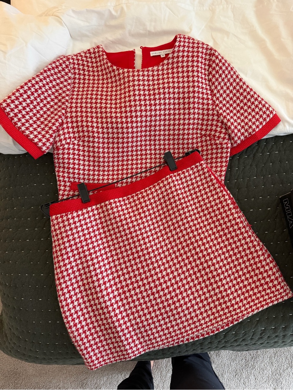 English Factory Red & White Houndstooth Two-Piece set